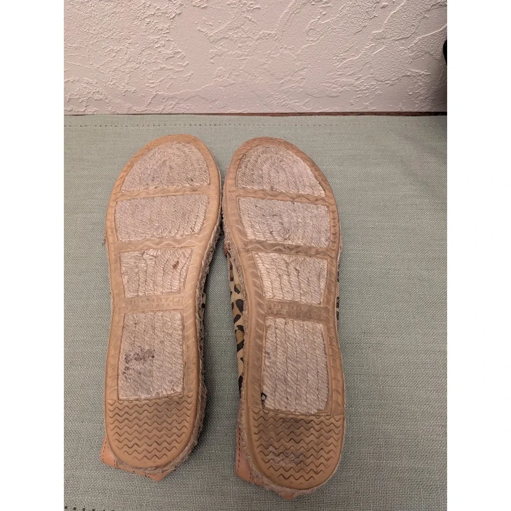 Sperry Top-Sider‎ Katama Leopard Espadrille Flats Tan Brown 9.5M 9343442